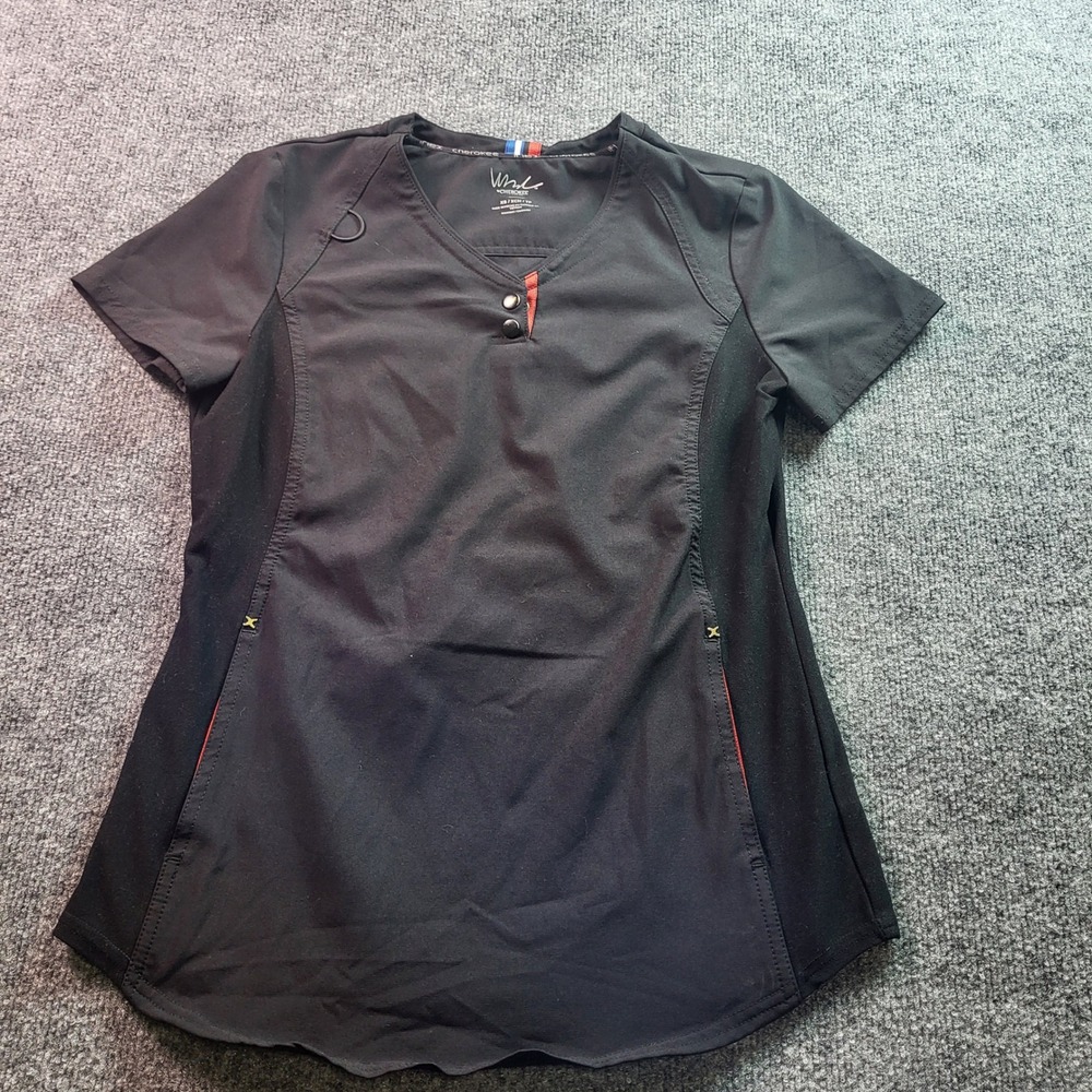 Cherokee WW Workwear Core Stretch Black VNeck Scrub Top Womens XS